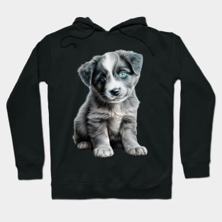 a cute blue eyes puppy drawing Hoodie